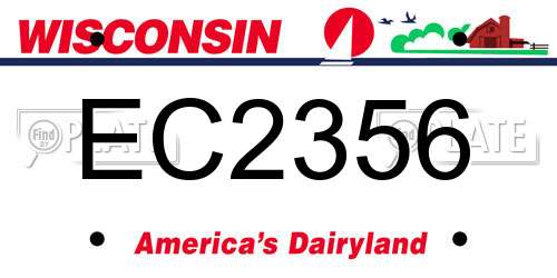 EC2356 Wisconsin License Plate