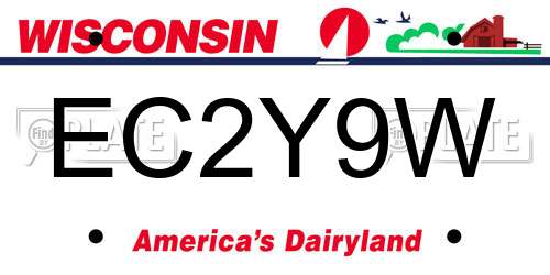 EC2Y9W Wisconsin License Plate