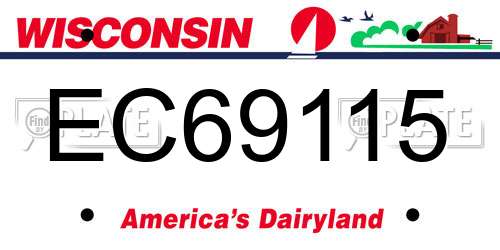 EC69115 Wisconsin License Plate