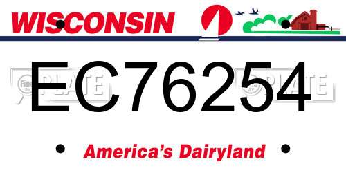 EC76254 Wisconsin License Plate