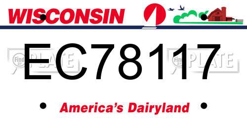 EC78117 Wisconsin License Plate