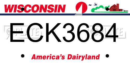 ECK3684 Wisconsin License Plate