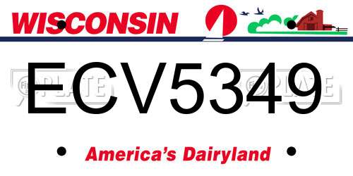 ECV5349 Wisconsin License Plate