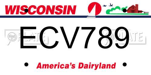 ECV789 Wisconsin License Plate