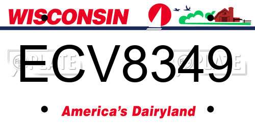 ECV8349 Wisconsin License Plate