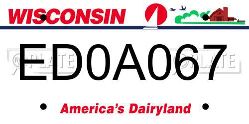 ED0A067 Wisconsin License Plate