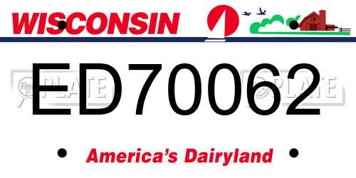 ED70062 Wisconsin License Plate