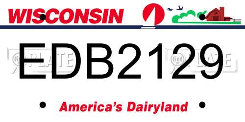EDB2129 Wisconsin License Plate