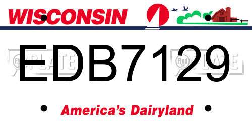 EDB7129 Wisconsin License Plate