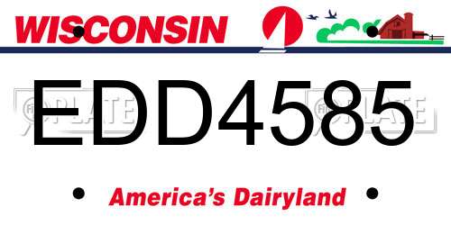EDD4585 Wisconsin License Plate