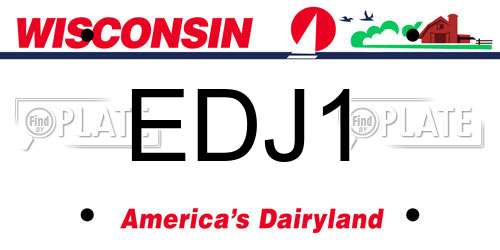 EDJ1 Wisconsin License Plate