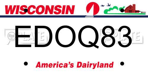 EDOQ83 Wisconsin License Plate