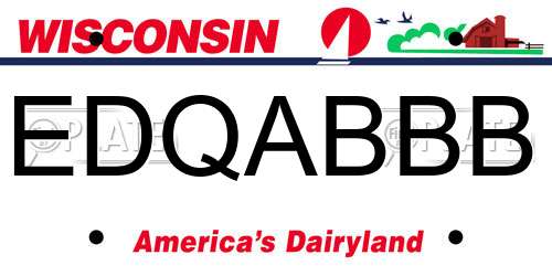 EDQABBB Wisconsin License Plate