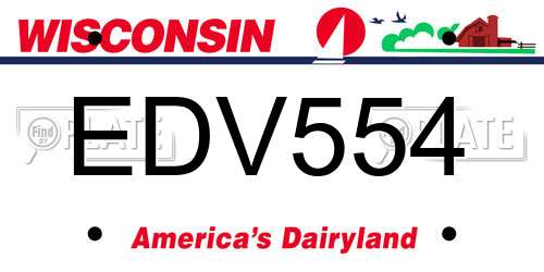 EDV554 Wisconsin License Plate