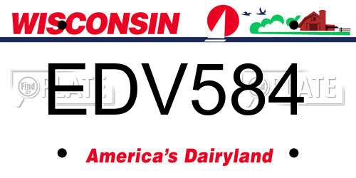 EDV584 Wisconsin License Plate