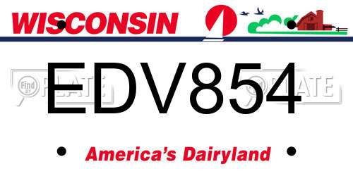 EDV854 Wisconsin License Plate