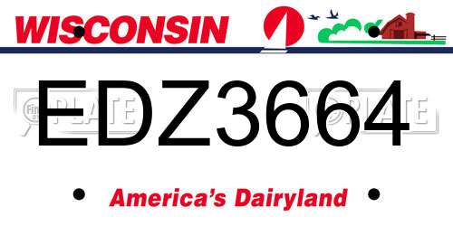 EDZ3664 Wisconsin License Plate
