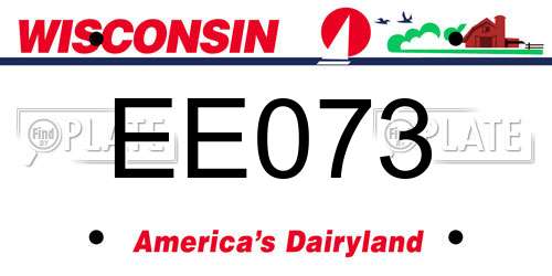 EE073 Wisconsin License Plate