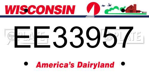 EE33957 Wisconsin License Plate