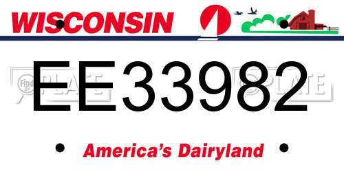 EE33982 Wisconsin License Plate