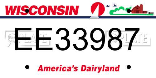 EE33987 Wisconsin License Plate