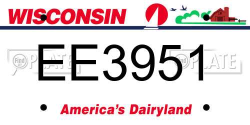EE3951 Wisconsin License Plate