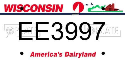 EE3997 Wisconsin License Plate