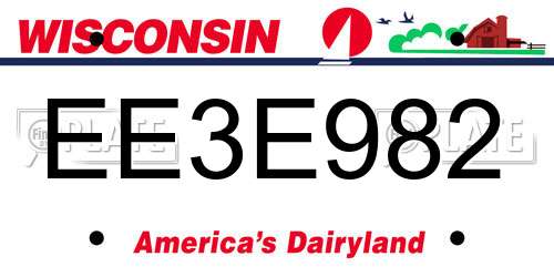 EE3E982 Wisconsin License Plate