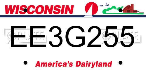 EE3G255 Wisconsin License Plate