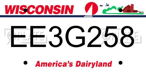 EE3G258 Wisconsin License Plate