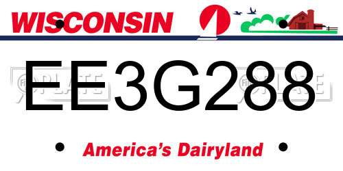 EE3G288 Wisconsin License Plate