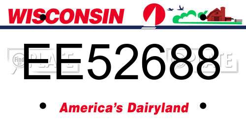 EE52688 Wisconsin License Plate