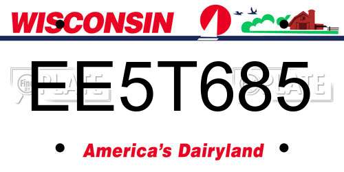 EE5T685 Wisconsin License Plate