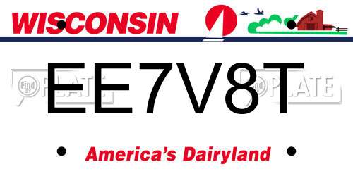EE7V8T Wisconsin License Plate