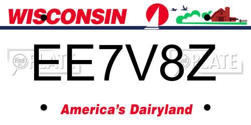 EE7V8Z Wisconsin License Plate