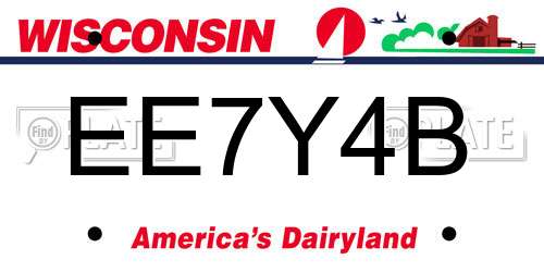EE7Y4B Wisconsin License Plate