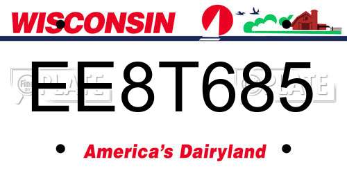 EE8T685 Wisconsin License Plate