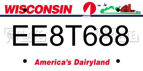 EE8T688 Wisconsin License Plate