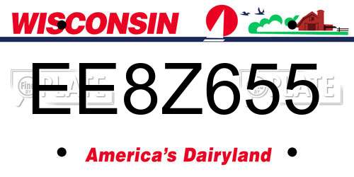 EE8Z655 Wisconsin License Plate