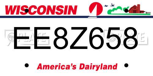 EE8Z658 Wisconsin License Plate