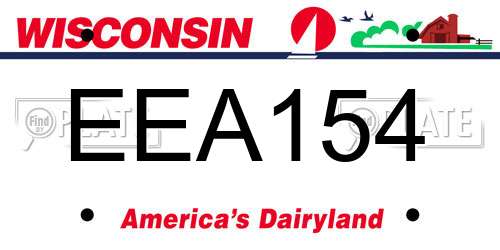 EEA154 Wisconsin License Plate