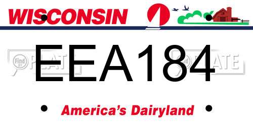 EEA184 Wisconsin License Plate