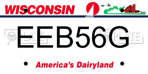 EEB56G Wisconsin License Plate