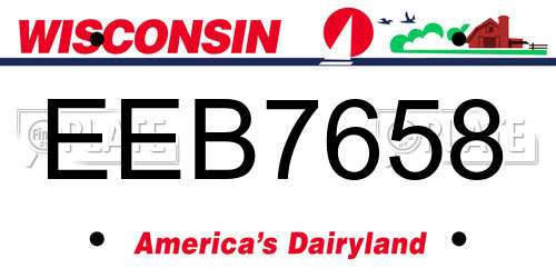 EEB7658 Wisconsin License Plate