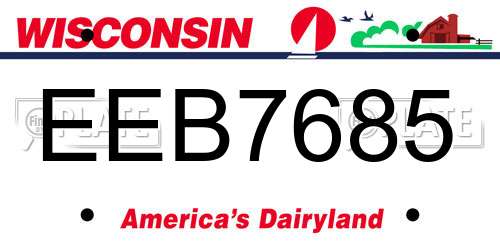 EEB7685 Wisconsin License Plate