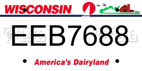 EEB7688 Wisconsin License Plate