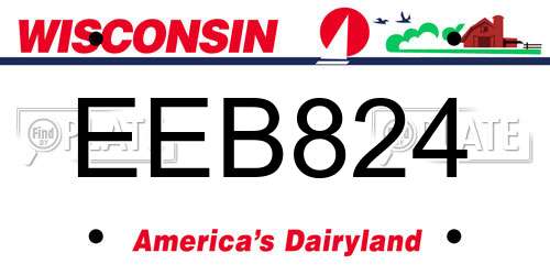 EEB824 Wisconsin License Plate