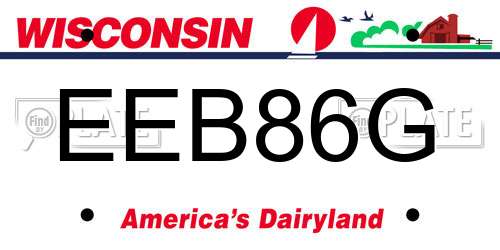 EEB86G Wisconsin License Plate