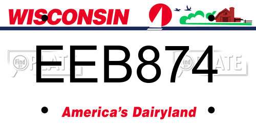 EEB874 Wisconsin License Plate