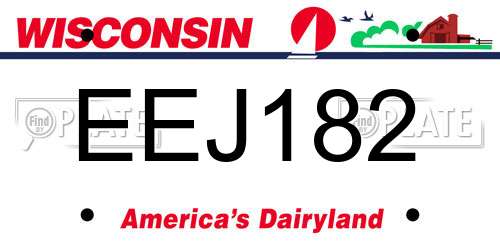 EEJ182 Wisconsin License Plate